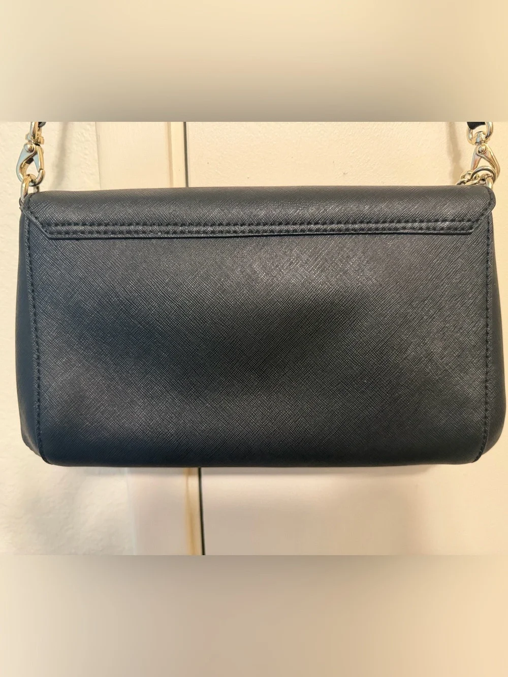 kate spade Black Leather Crossbody with Chain Accent